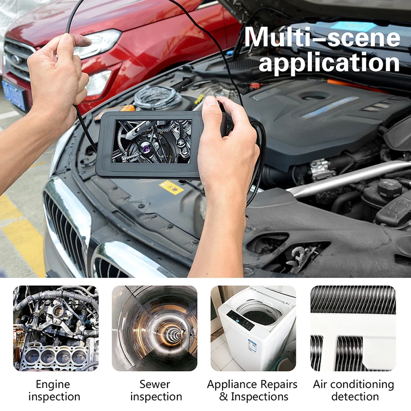 

5.5mm LCD Endoscope IP67 1080P HD Car Pipe Inspection Camera With 6 Leds 4.3 inch LCD Digital Inspection Camera Borescope