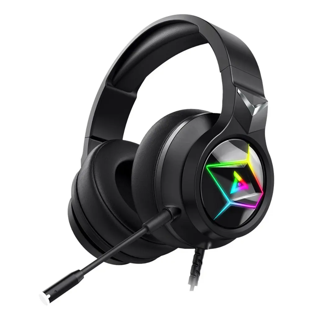 Wired Headsets 7.1 Channels With Mic 3D Stereo Music Over-Ear RGB Light Game Headset For Laptop Comfort-fit Headset