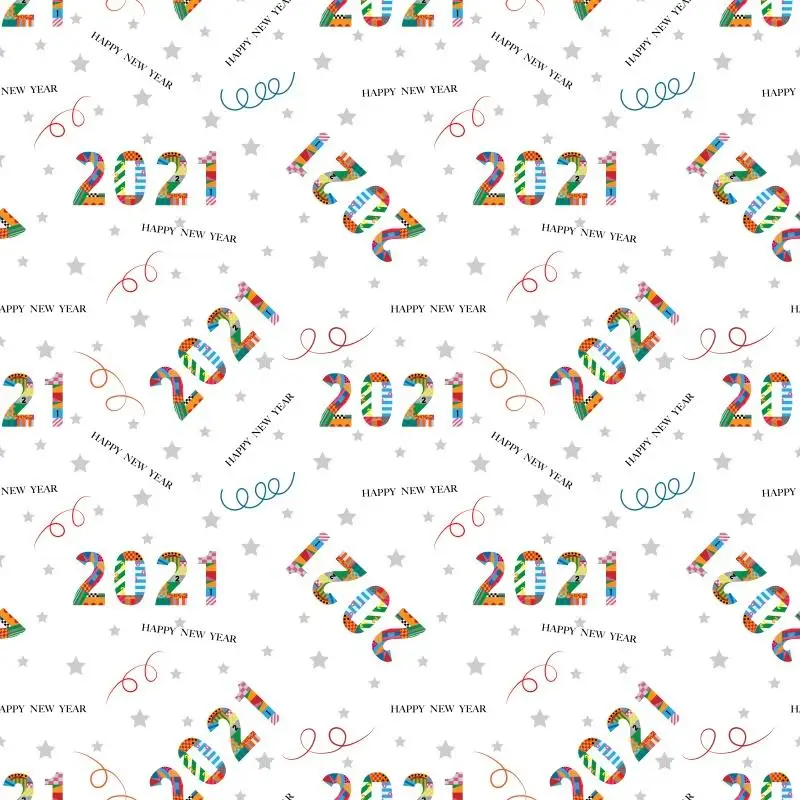 

Repeated Happy New Year Labels Colorful 2021 Wordart Decoration Backgrounds For Cake Table Party Photo Square Size Backdrops