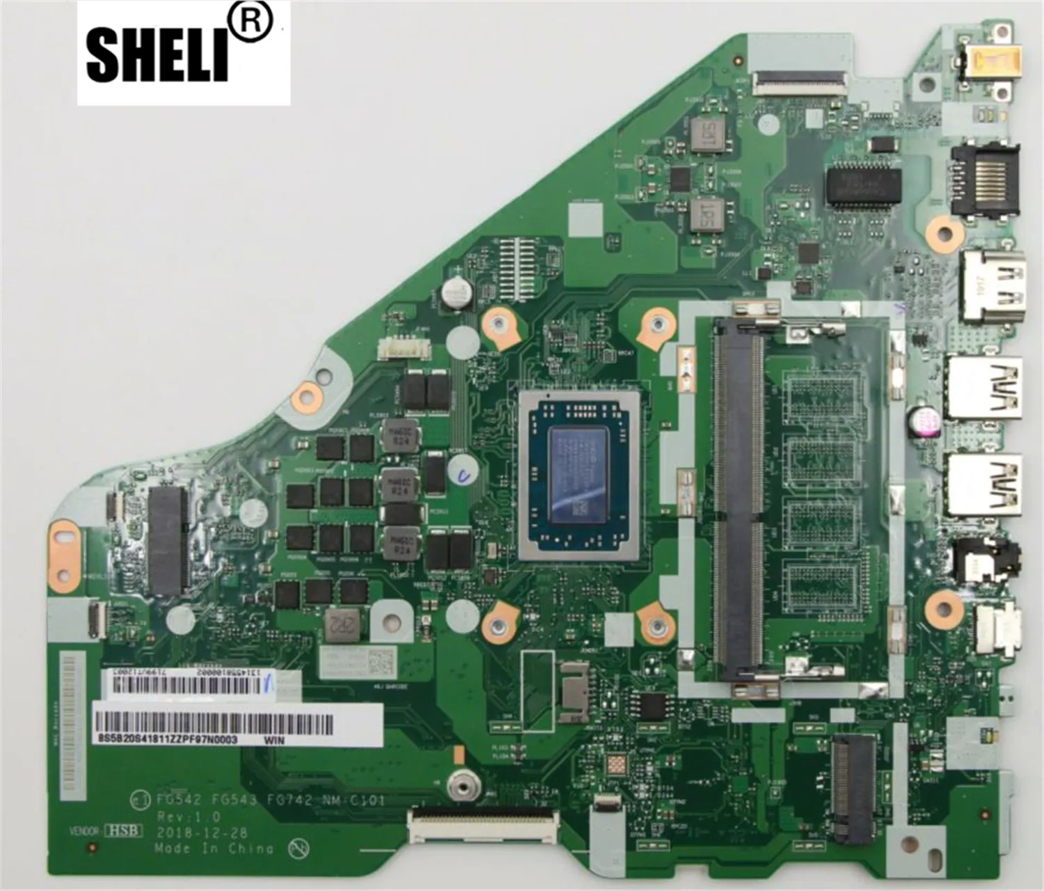 

SHELI For Lenovo L340-15API L340-17API V155-15API Laptop Motherboard FG542 FG543 FG742 NM-C101 CPU R5 3500U Tested 100% Work