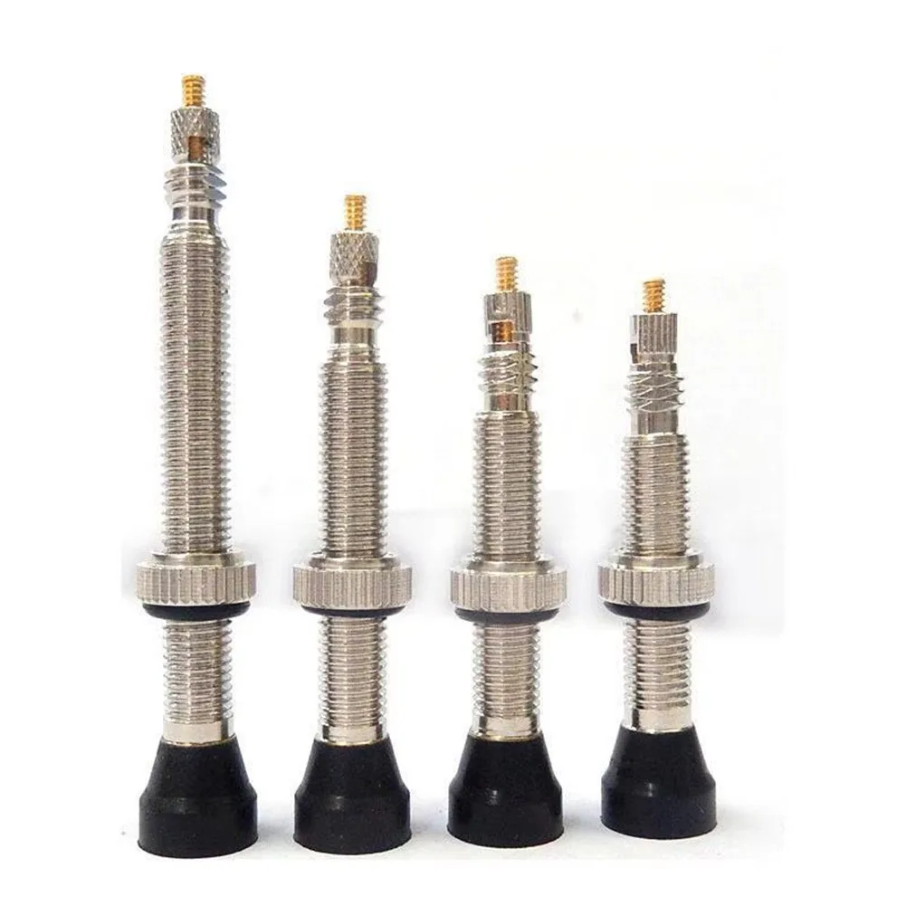 

2 Pcs MTB Bike Tubeless Wheel Valve Stem F/V Presta Removable Metal Core Nipple Valve Cap Rubber Base Mountain Bicycle Parts