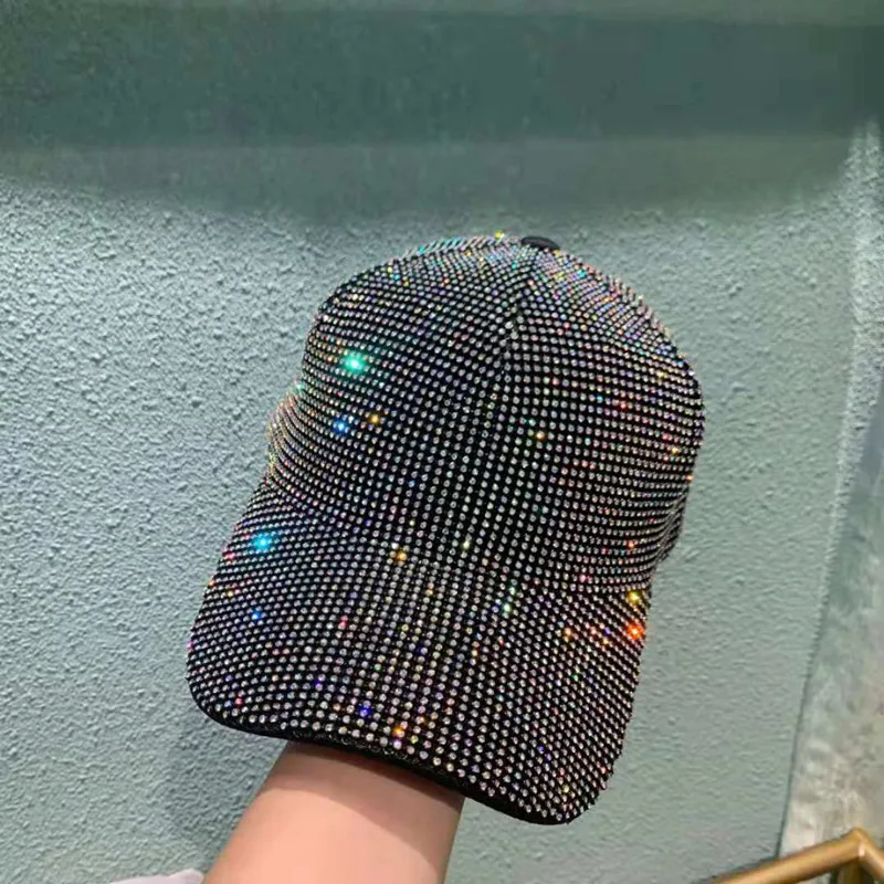 

2021 Fashion Full Rhinestone Luxury Ladies Baseball Cap Summer Cotton Wild Girl Hip Hop Hat Travel Sunscreen Beach Sun Hat