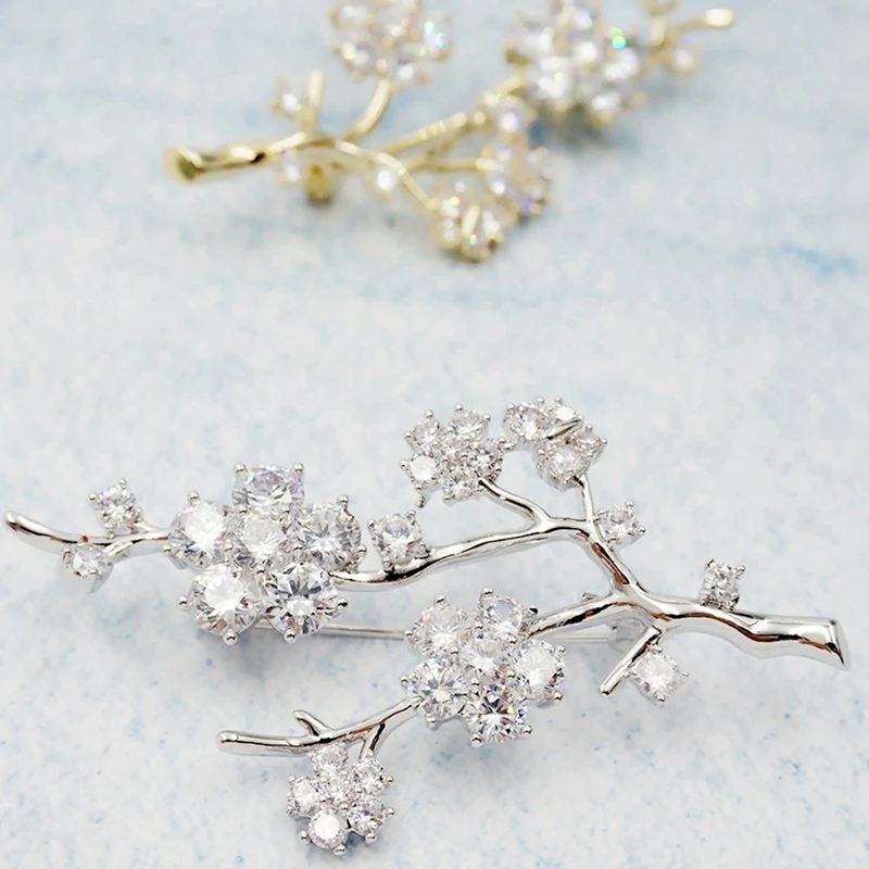 Fashion Plant Zircon Brooch Ladies And Accessories Korean Flower Wedding Jewelry Sweater Shirt Pins | Украшения и аксессуары