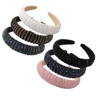 full wide brimmed headband hairbands shiny padded luxury rhinestone women headwear crystals inlaid sponge hair accessories