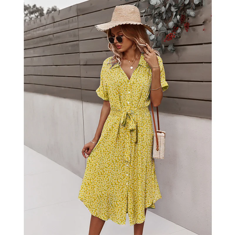 

Dresses For Women Casual Short Sleeve 2021 Beach Dresses Women's Summer Holiday Sundress Floral Long Dress Tunics Robe Femmle