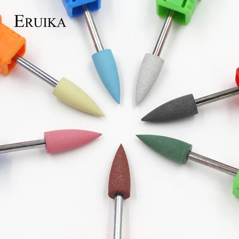 ERUIKA 1 шт. резиновый карбид кремния сверло для ногтей Электрический Маникюрный станок аксессуары для полировки ногтей 7 цветов на выбор