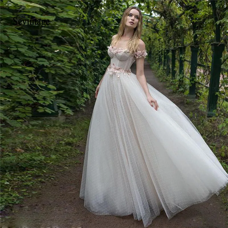 Женское свадебное платье с открытыми плечами Sevintage цветочным 3D принтом невесты открытой спиной в богемном