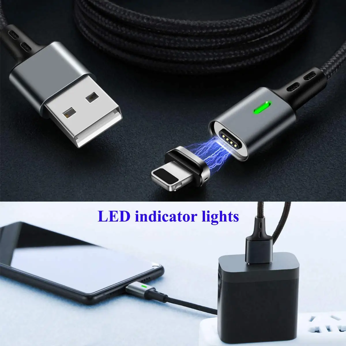 Магнитный кабель для быстрой зарядки и синхронизации данных телефонов iPhone Galaxy