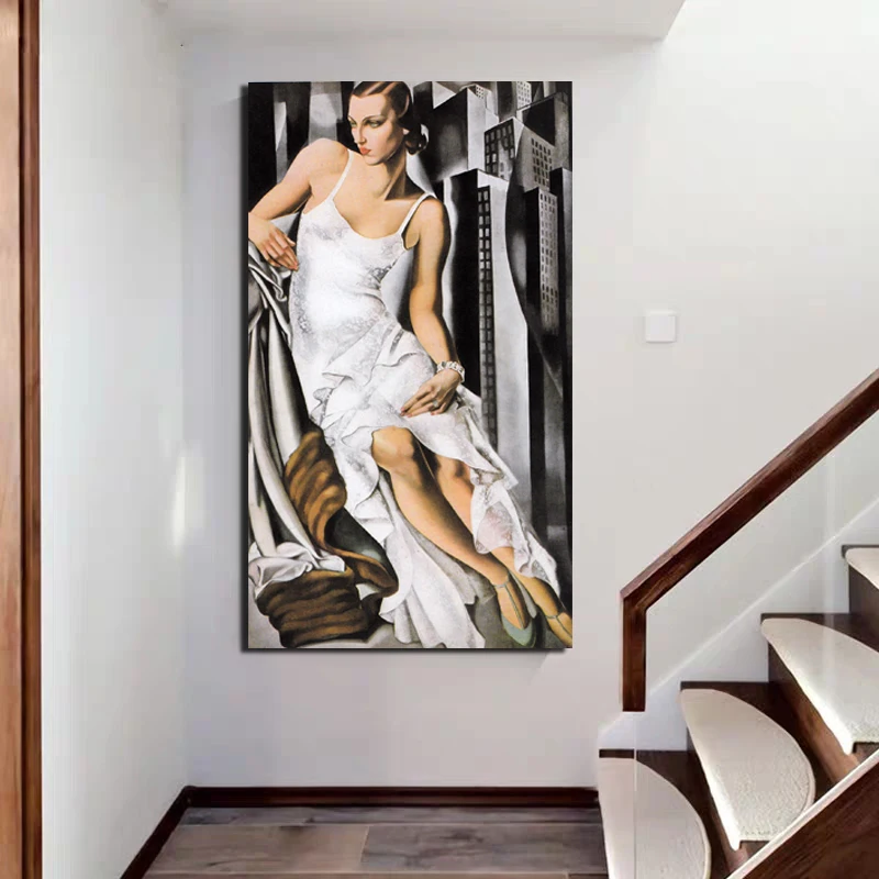 Tamara de Lempicka женское белое платье холст живопись печать гостиная домашний декор