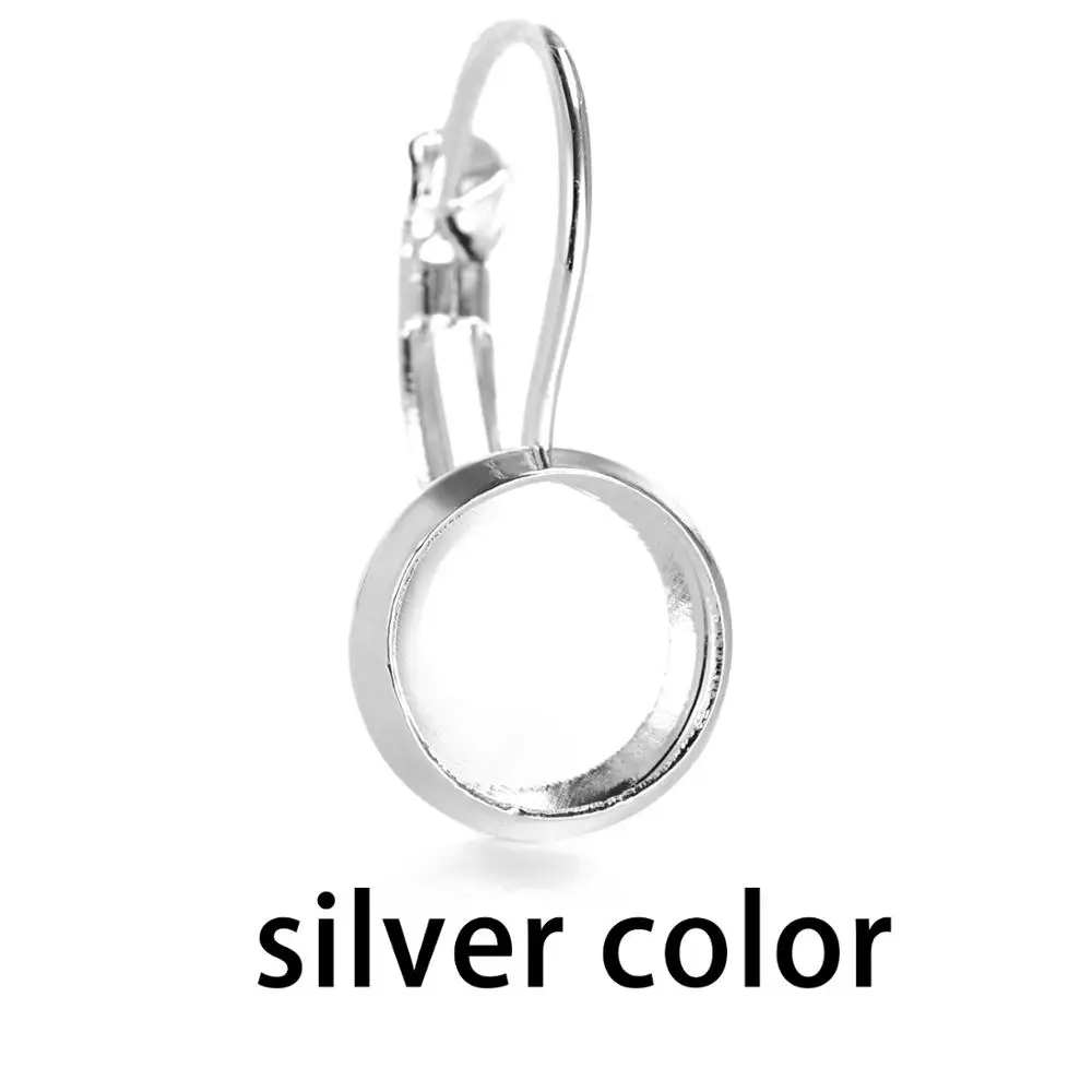 silver color 20 шт. подходит 12 мм Камея Стекло Кабошон ободок Французский рычаг нержавеющая сталь цвет пустой База серьги Назад для DIY ювелирных изделий - Цвет: silver color