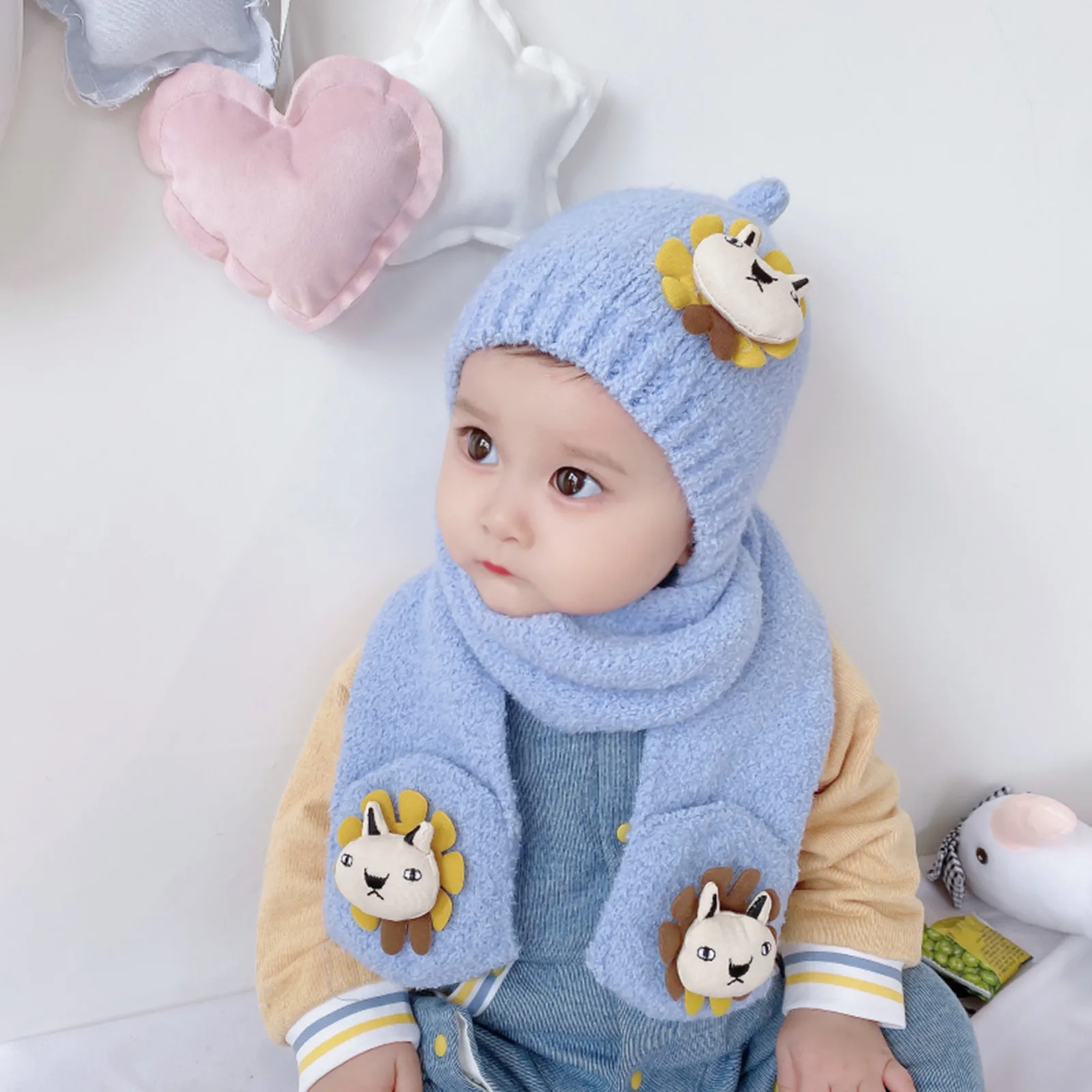 2 предмета в комплекте детская шапка и шарф одежда для малышей мальчиков девочек