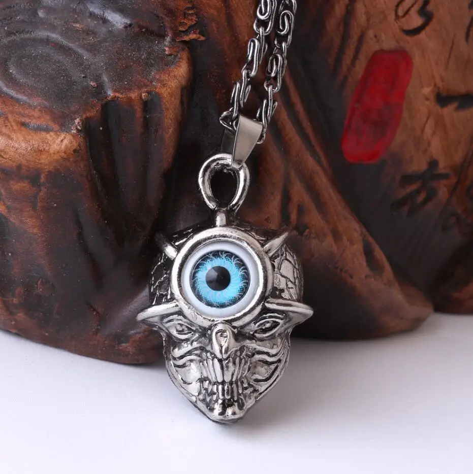 

Fashion Unisex Skull Pendant Punk Style Skeleton Necklace Demon Eye Necklace Holiday Gift