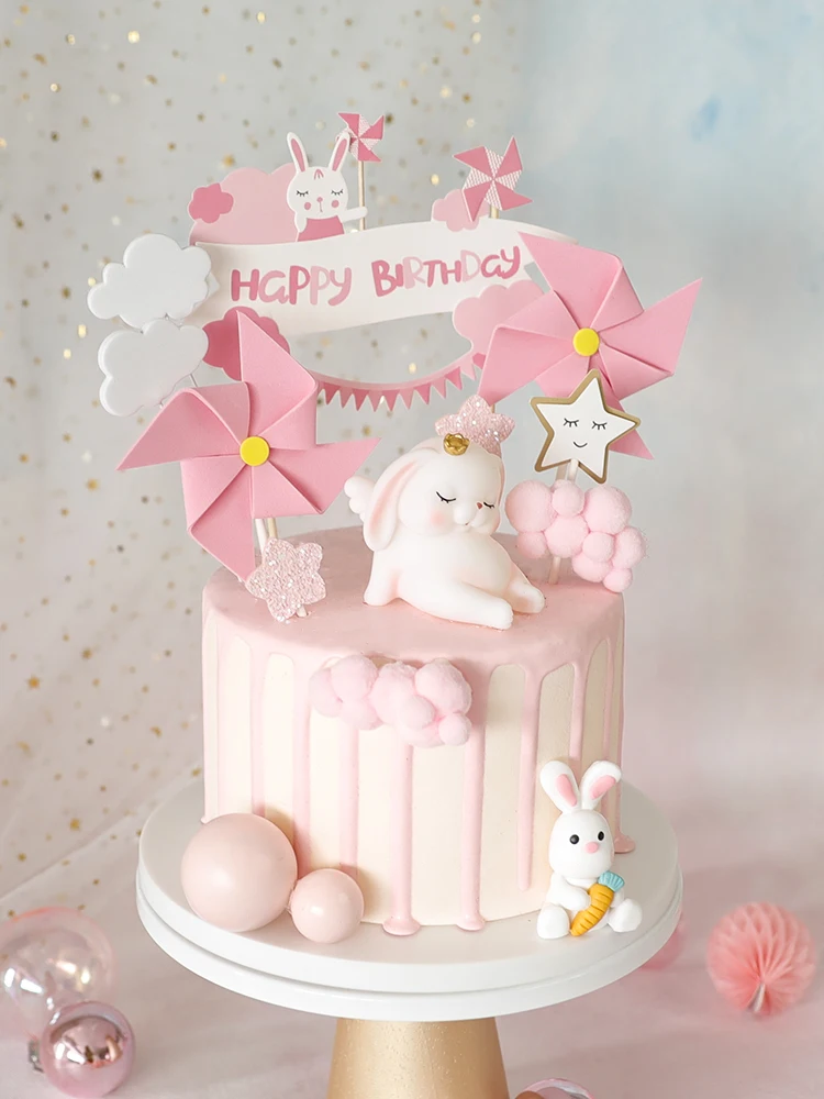 Персонализированный мультяшный Топпер для торта милая розовая фея декор девочек