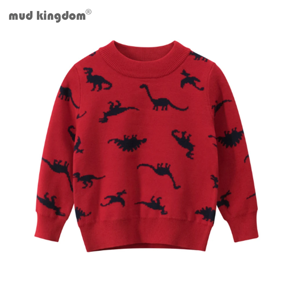 

Mudkingdom Kids Boys Sweaters Dinosaur Knitted Pullover Casual O-Neck Long Sleeve Tops for Toddler Boy Clothes Autumn Winter