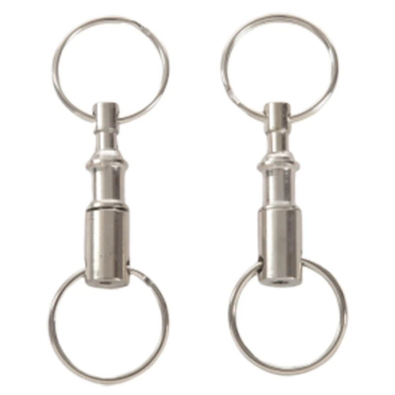 

2 Pieces Removable Double Keychains Iron Nickel Double Detachable Keychain Double Keychain Rotating Ring Keychain