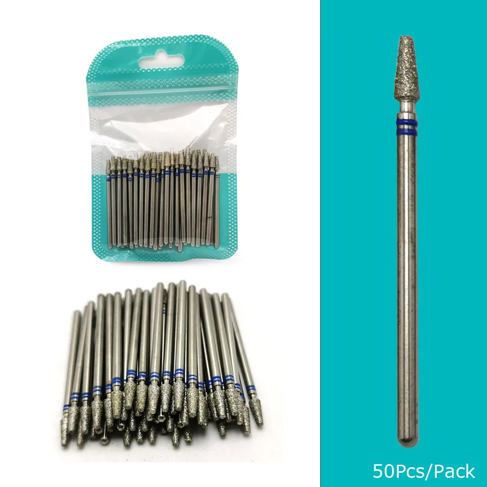 HYTOOS 50Pcs Diamond Nail Drill Bit 3/32&quot Electric Accessories Rotary Cuticle Clean Burr Manicure Cutter Mills | Красота и