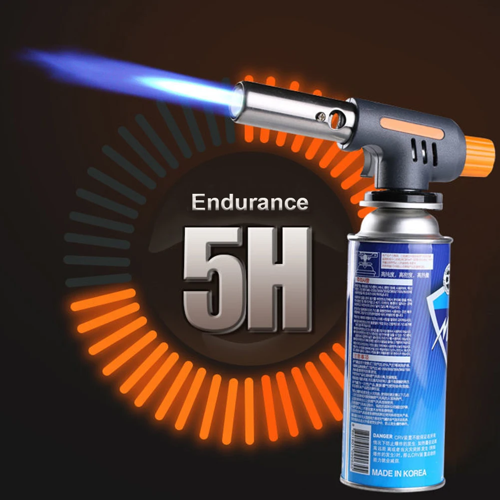 

BBQ Flame Gun Gas Torch Flamethrower Butane Burner Automatic Ignition Adjustable Flame with Safety Lock for BBQ Camping Hiking