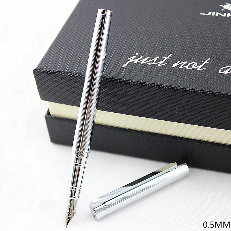 Jinhao 126 Классическая Серебряная авторучка с 0,5 мм перо из иридия лучший Деловой Подарок ручка металлические чернильные ручки