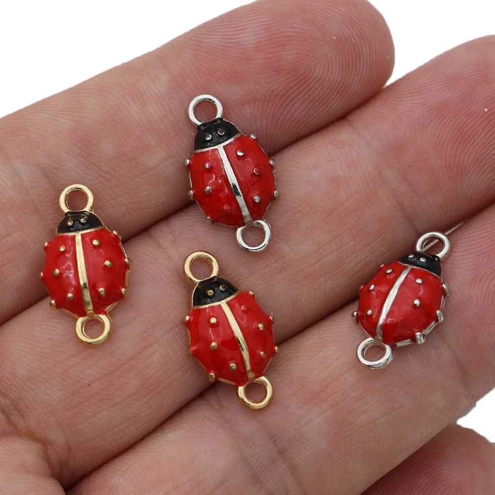 

5PCS Silver Plated Enamel Beetle Charm Connector for Jewelry Making Bracelet Accessories Findings Handmade DIY