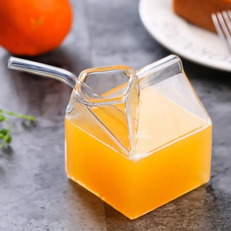 Стеклянная чашка для молока прозрачная квадратная в японском стиле кофе сока