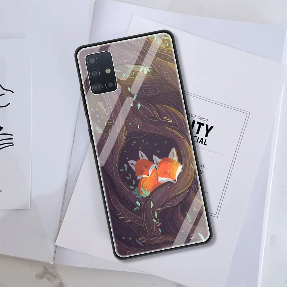 

The Fox Tempered Glass Cover for Samsung Galaxy A21S A50 A51 A70 A71 A10 A41 M31 M51 Luxury Soft Edge Case Shell
