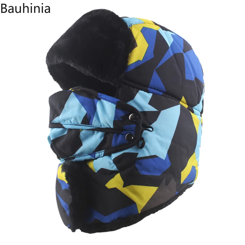 Зимняя шапка-бомбер плюшевая Ушная русская ушанка с очками мужская и женская