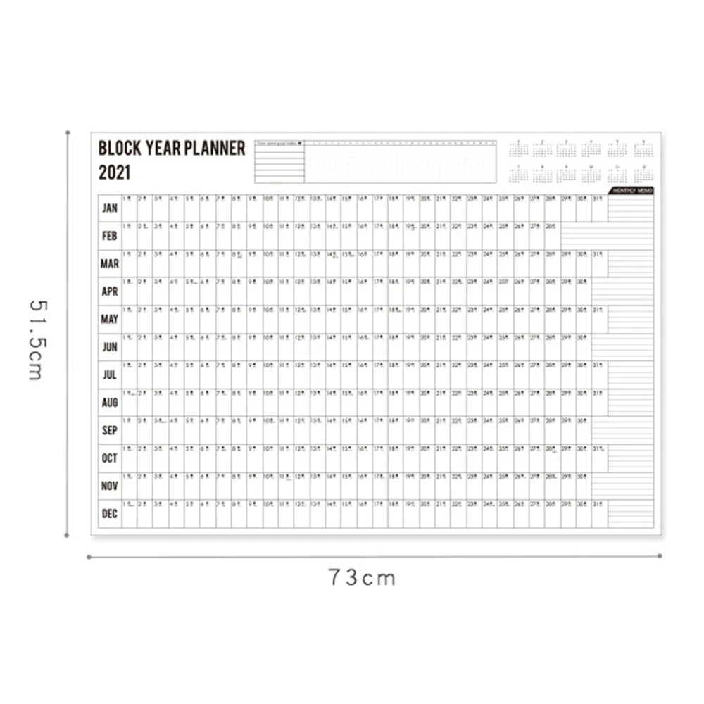 

2021 Year Annual Plan Calendar Daily Schedule with Sticker Dots Wall Planner Kawaii Stationery Study Planning Learning for Kids