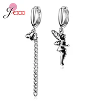 fashion forest style lovely elves flower pendant drop earrings 925 sterling silver asymmetric earrings for woman girls kids