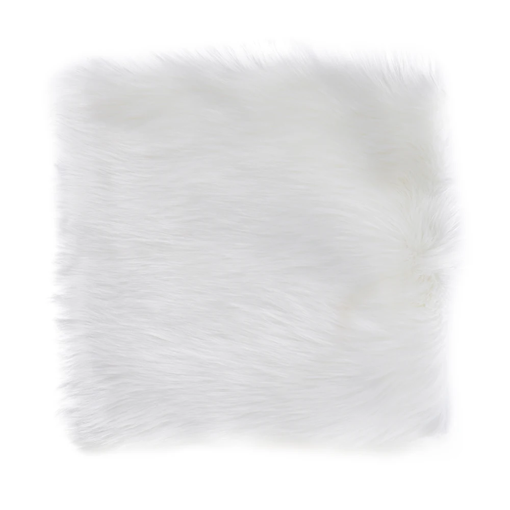 White 30x30cm Чехол для стула из искусственной овчины, разноцветная теплая шерстяная ковровая подушка для сиденья, длинная кожа, мех, простые пушистые коврики, моющиеся - Цвет: White 30x30cm