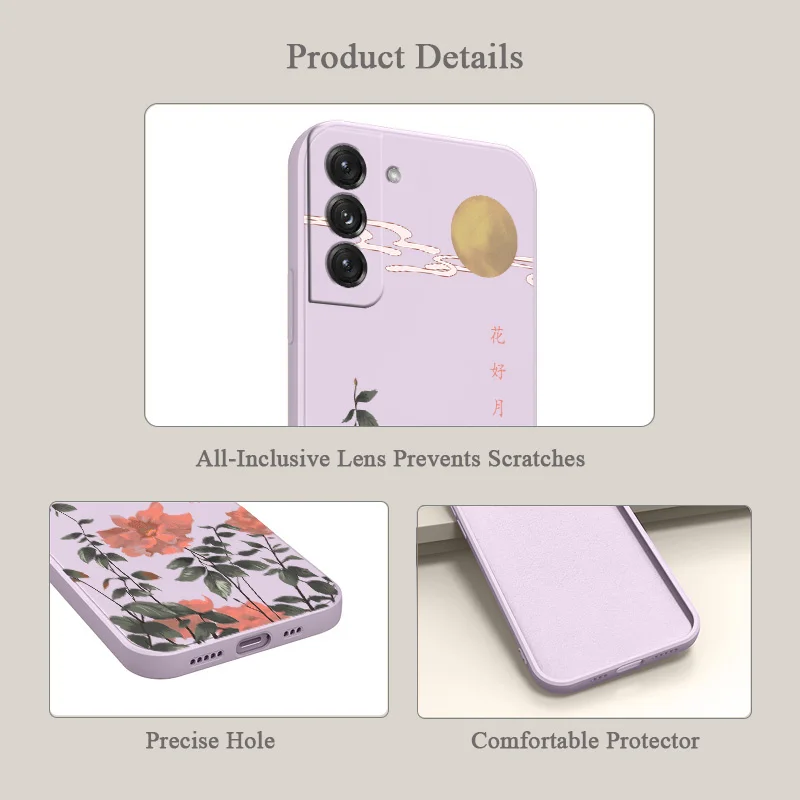 The Rose Silicone Case For Samsung Galaxy S22 S21 S20 FE S10 Note 20 10 A72 A52 A32 A71 A51 A31 A21S 4G 5G Soft Phone Back Cover