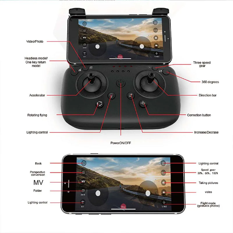 Радиоуправляемый Дрон широкоугольный FPV wifi HD 1080P камера gps 2 4G оптическое