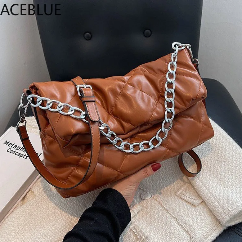 

Женская текстурированная сумка ACEBLUE с ромбовидным узором, сумки на плечо с цепочкой, большие сумки для женщин, женская сумка через плечо 2021, ...