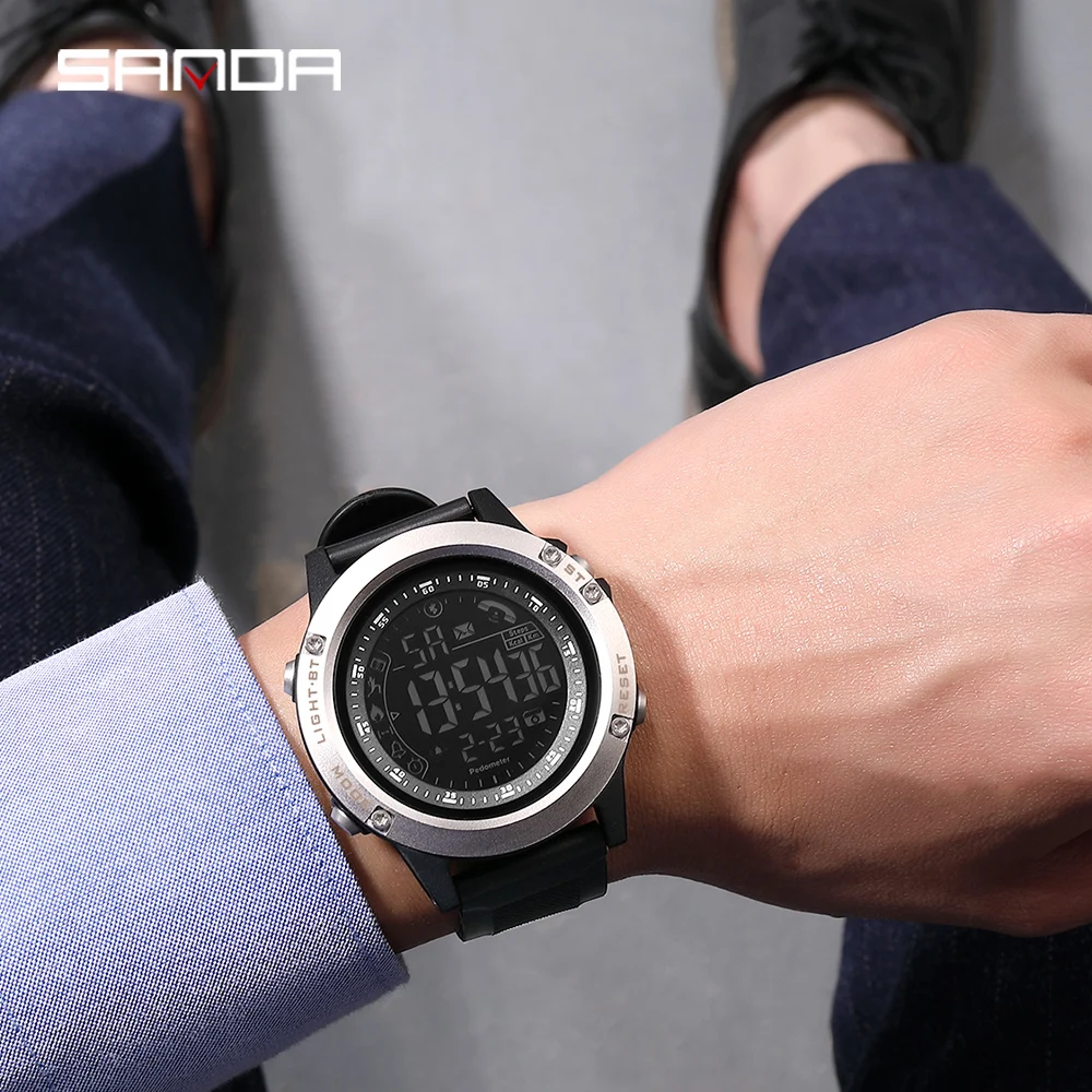 SANDA мужские спортивные Шагомер Смарт-часы Мужские Bluetooth водонепроницаемые
