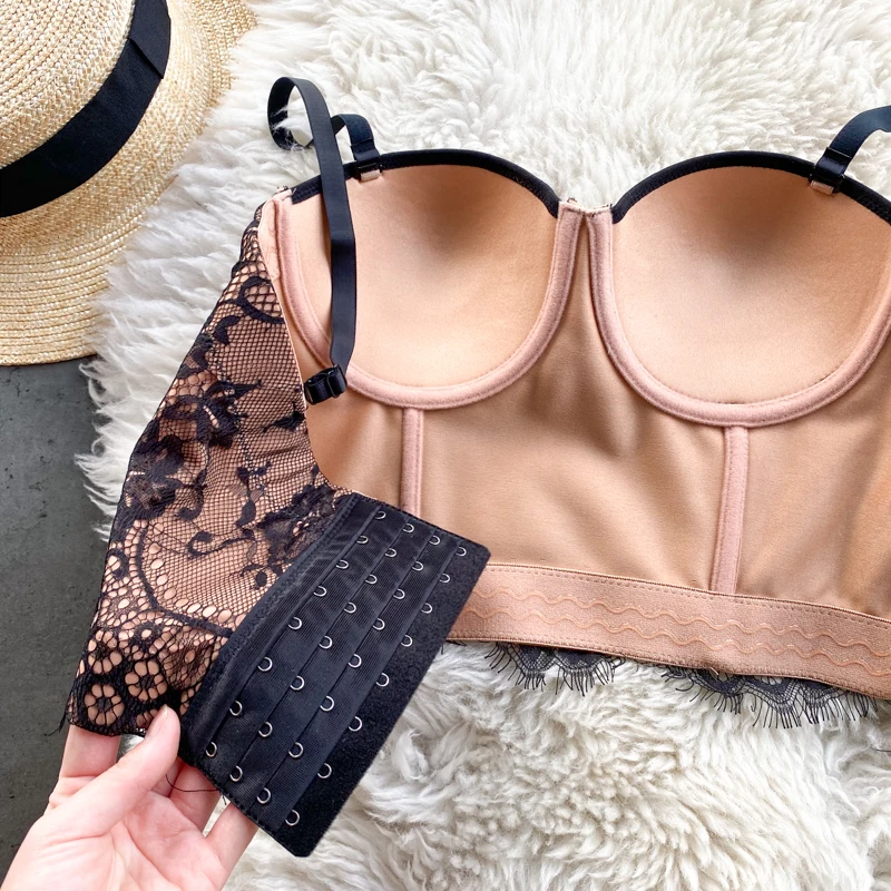 

2021 New Arrival Women Sexy Designer Lace Tops Camisole Tops Ladies Trendy Night Club Bandage Crop Tops