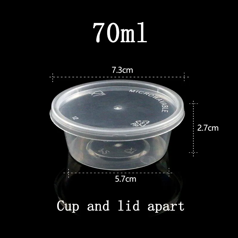 cup and lid 100 шт круглые прозрачные одноразовые стаканчики для соуса, небольшая емкость, стеклянный пудинг для желе, йогурта, пластиковые стаканчики с крышкой - Цвет: cup and lid