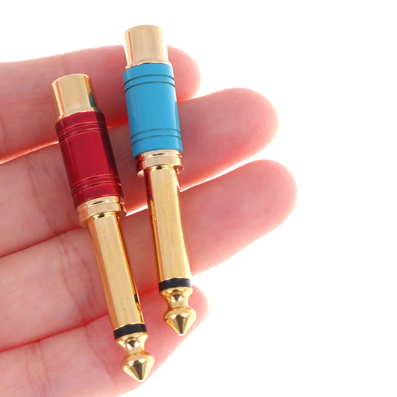

1pair RCA Jack Audio Connector 6.35mm Mono Plug To RCA Speaker Adapter