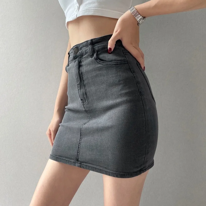 

New Women Short Skirt Fashion Summer 2021 Vintage High Waist A-line Sexy Denim Mini Skirt Retro All-match Bag Hip Party Outwear