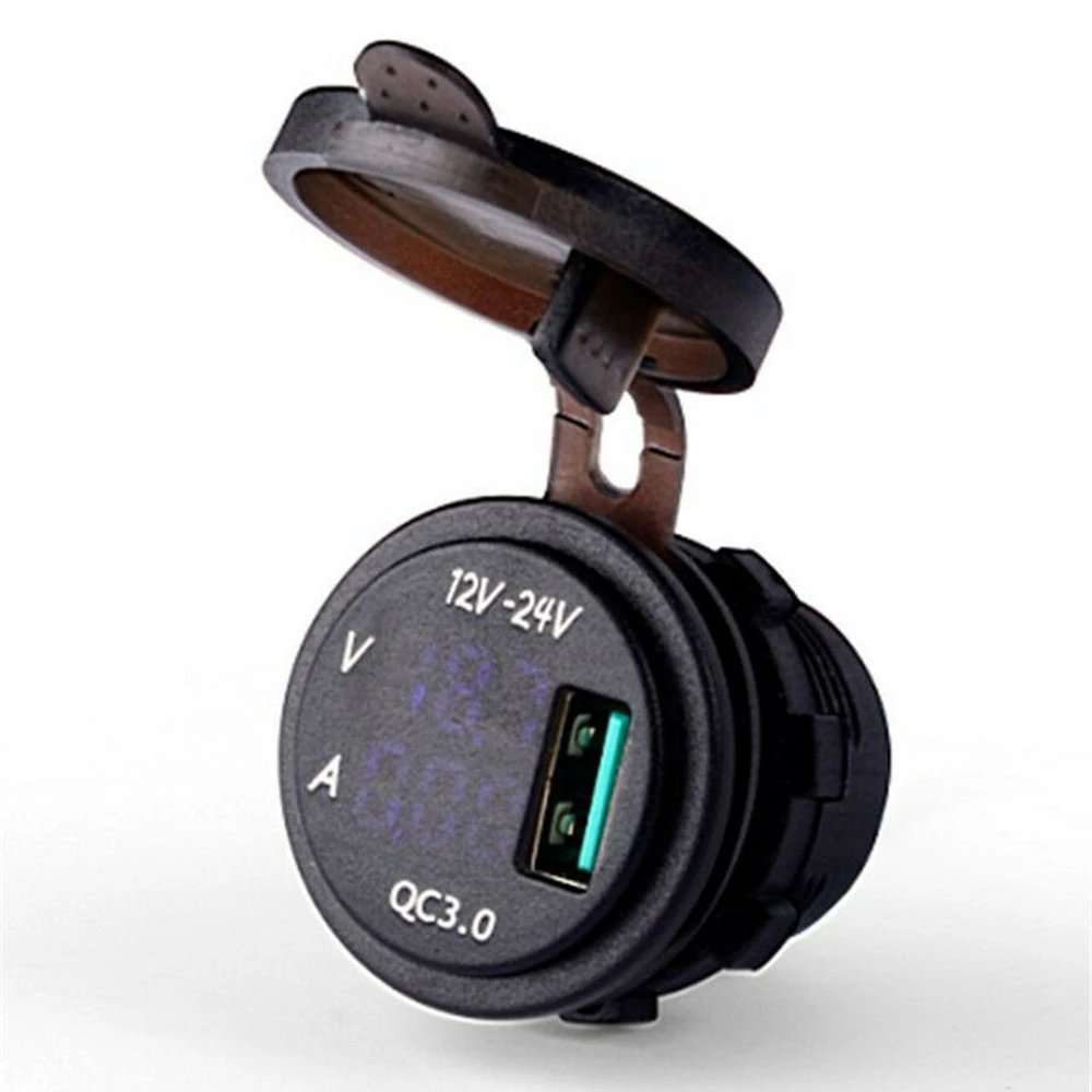 Синяя розетсветодиодный LED ATV Мотоцикл USB Быстрый Ампер Вольтметр