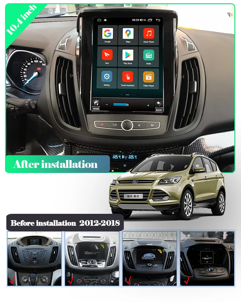Verkaufen Für Ford C-MAX 12-18 Auto Multimedia Player Ford Kuga Für Ford Escape GPS Navigation Android 10,0 Radio 10,4 Zoll Vertikale Bildschirm