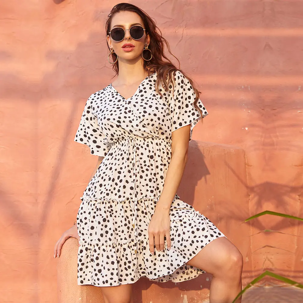 2020 женское платье свободное Повседневное летнее с коротким рукавом цветочным
