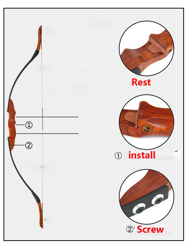 

Wooden Recurve Bow American Archery Bow for Hunting Shooting 15-35 lbs Hunting Bow Outdoor Sports Game Practice new