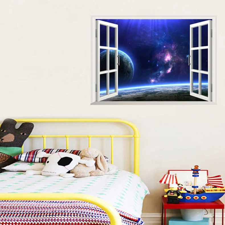 

European Wallpapers Faux Window Scenery Removable Wall Sticker Home Decor Living Room Bedroom Children's Room Wallpaper