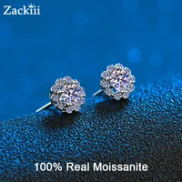 1ct moissanite earrings lab diamond halo earrings 14k white gold plated sterling silver flower stud earrings for women girls