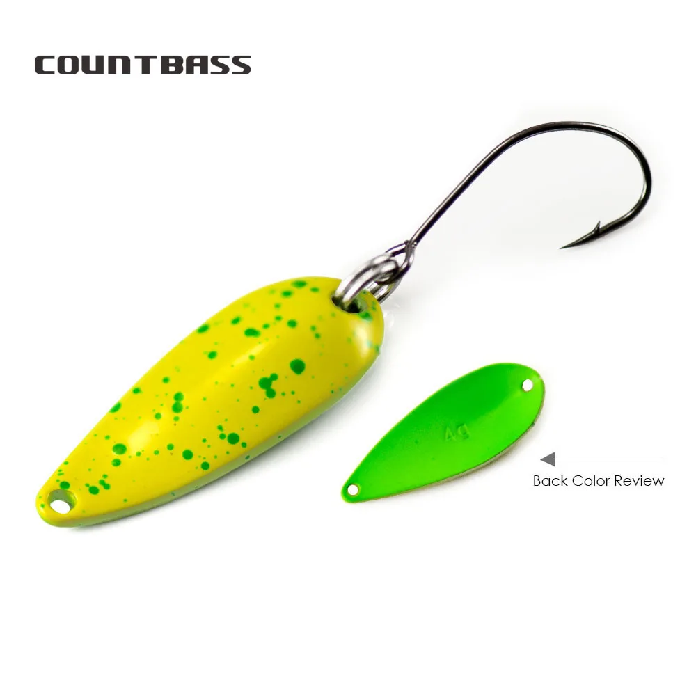 

COUNTBASS Trout Spoons 2.4g and 4g Fishing Lures With Single Hook Casting Metal Baits for Salmon Pike Bass Brass Material