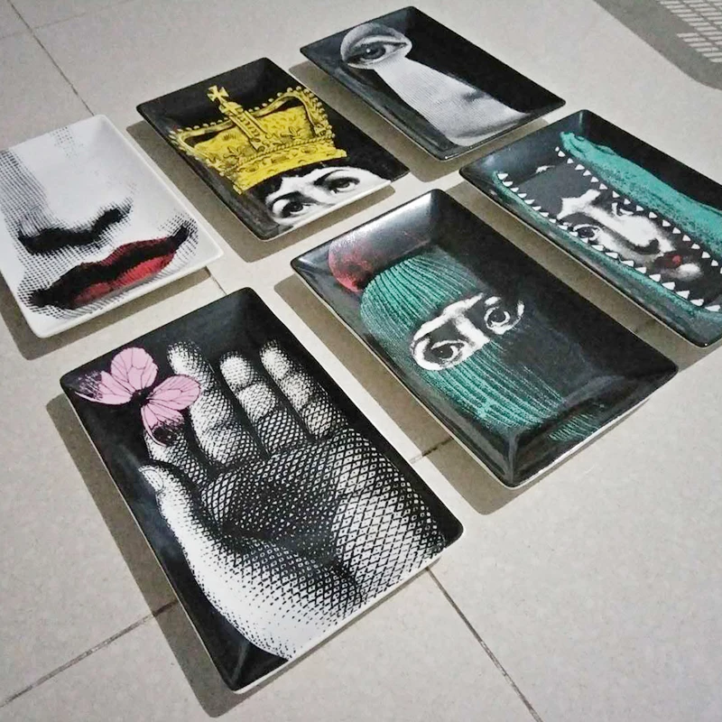 Прямоугольные человеческие тарелки для лица Милан Ретро Керамика ремесло