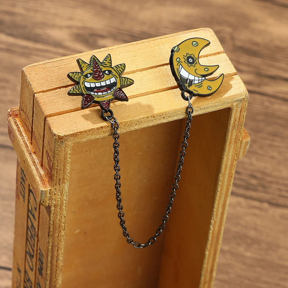 Мультфильм солнце Лунная брошь Пожиратель душа значок Аниме Косплей Реквизит