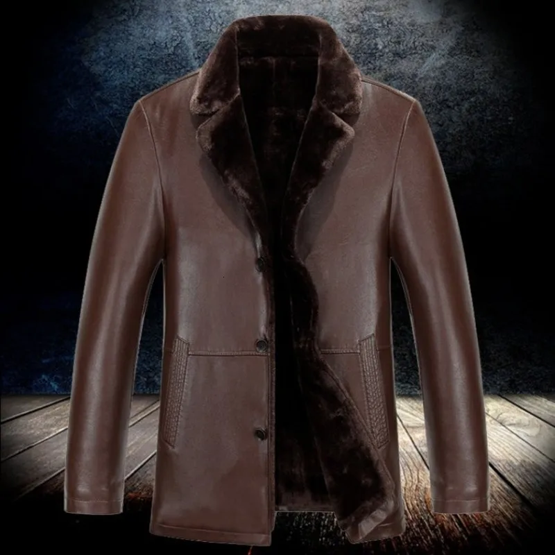 

New Brand Men Jacket Leather New Style Fur collar Sheep Skin Slim Fit Winter Warm Genuine Leather Jacket Fur Lining Men Jacket