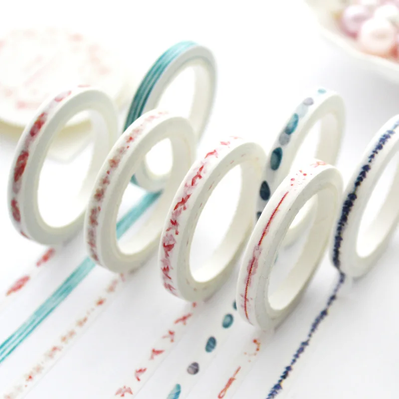 

5 pcs/lot 0.5 cm*7m Little Beauty Slim Decorative Washi Tapes DIY Scrapbooking Adhesive Masking Tape Stationery