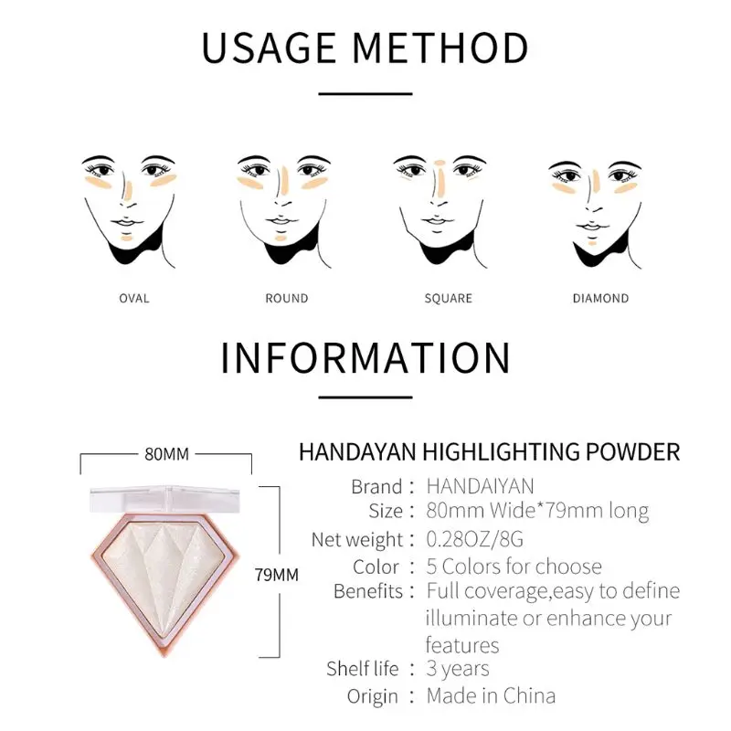 Пудра-хайлайтер для макияжа лица 5 цветов блестящая палитра светящаяся