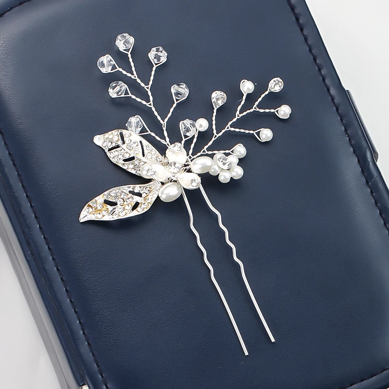1 шт. золотой цветок лист Форма волосы палка жемчужина клип в винтажном стиле